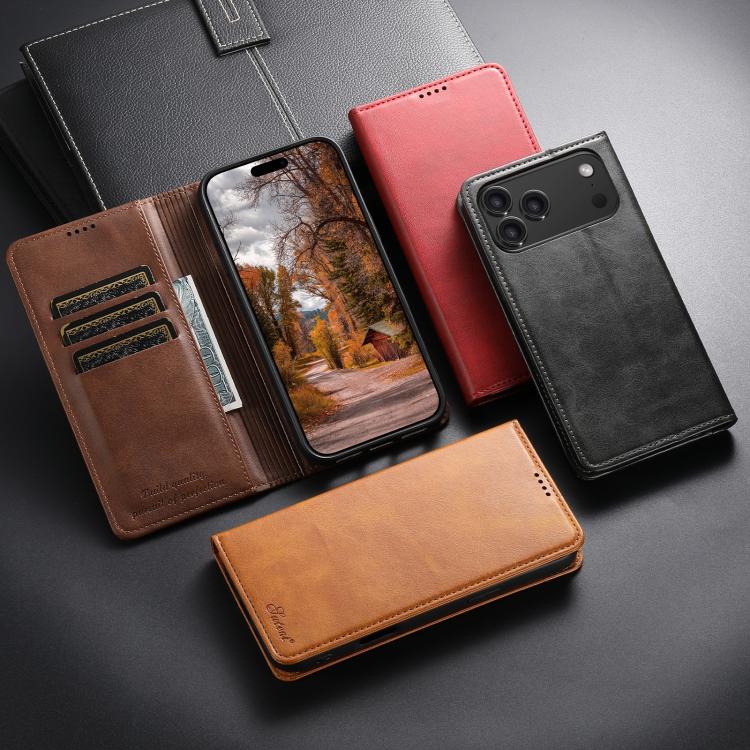 Suteni Calf Texture Horizontal Flip Leather Phone Case, For iPhone 18 Pro, For iPhone 18 Pro Max, For iPhone 17 Pro Max, For iPhone 17 Pro, For iPhone 17, For iPhone Air