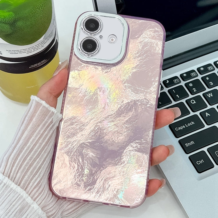 Plating Glitter Texture TPU Phone Case with Lens Film, For iPhone 16 Plus