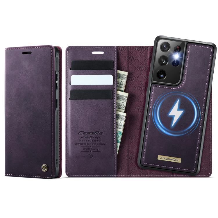 CaseMe C49 Magnetic RFID Blocking Detachable Wallet Leather Phone Case, For Samsung Galaxy S21 5G, For Samsung Galaxy S21+ 5G, For Samsung Galaxy S21 Ultra 5G, For Samsung Galaxy S20 Ultra