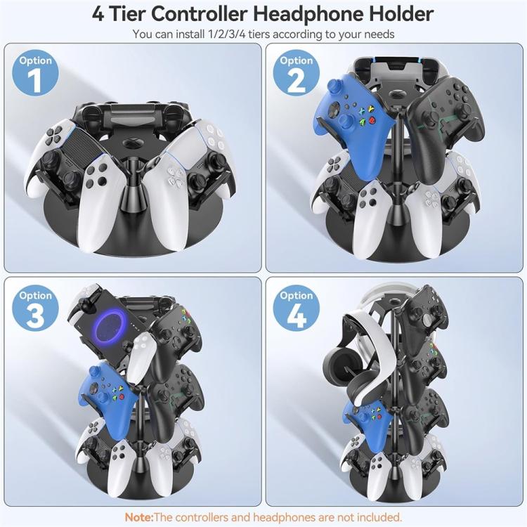 Für MicroSoft XBOX / Sony PS5 / Nintendo Switch 360 Grad drehbarer 4-stöckiger Gamecontroller-Ständer
