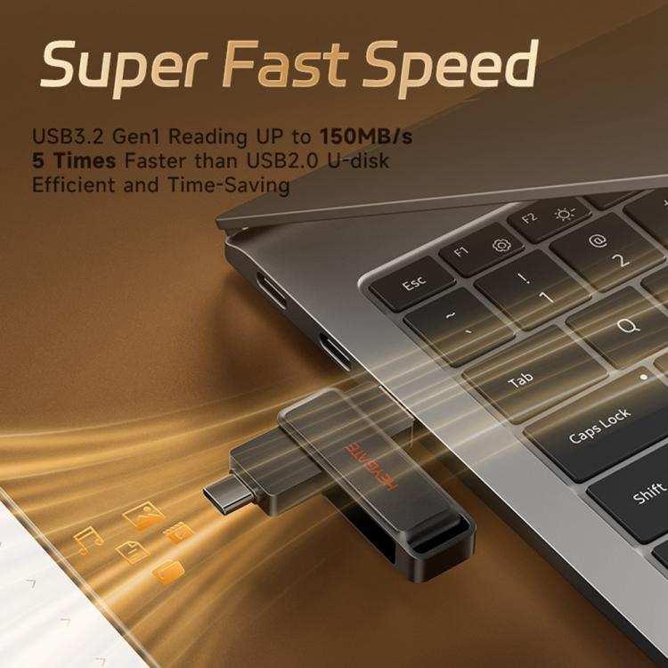 HEYGATE L1 Flash-Laufwerk 2-in-1 USB-A + USB-C / Typ-C High-Speed Speicherstick, 32 GB, 64 GB, 128 GB, 256 GB
