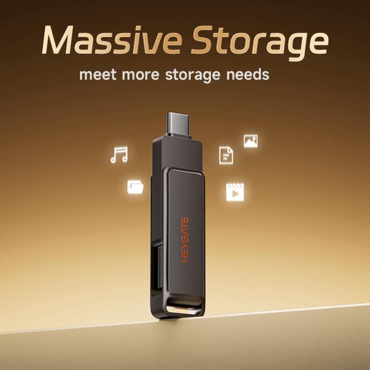 HEYGATE L1 Flash-Laufwerk 2-in-1 USB-A + USB-C / Typ-C High-Speed Speicherstick, 32 GB, 64 GB, 128 GB, 256 GB