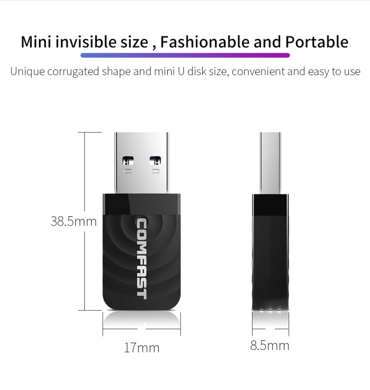 COMFAST CF-812AC USB-WLAN-Adapter – 1300 Mbit/s WLAN-Netzwerk-USB-WLAN-Adapter, CF-812AC