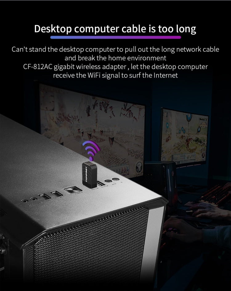 COMFAST CF-812AC USB-WLAN-Adapter – 1300 Mbit/s WLAN-Netzwerk-USB-WLAN-Adapter, CF-812AC