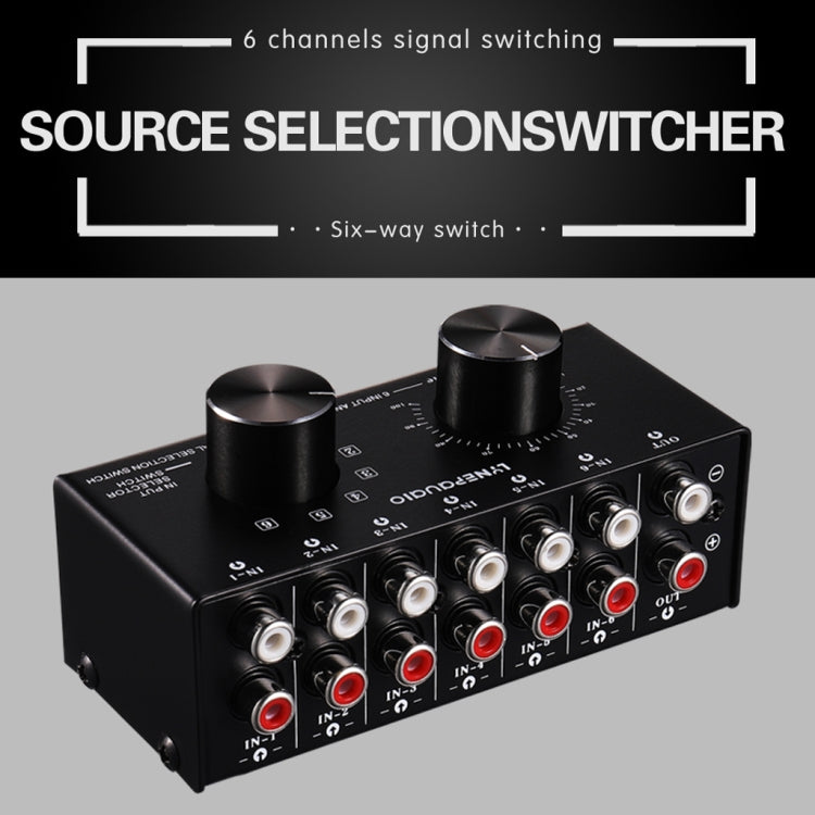 B016 6 Input 1 Output Audio Signal Source Selection Switcher, Output Volume Adjustment Control RCA Port, 6 Input 1 Output
