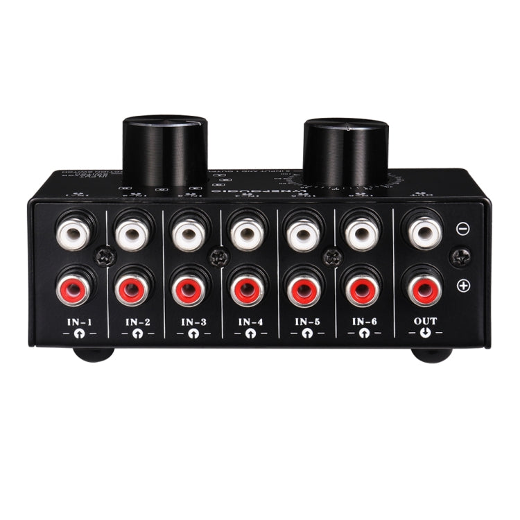 B016 6 Input 1 Output Audio Signal Source Selection Switcher, Output Volume Adjustment Control RCA Port, 6 Input 1 Output