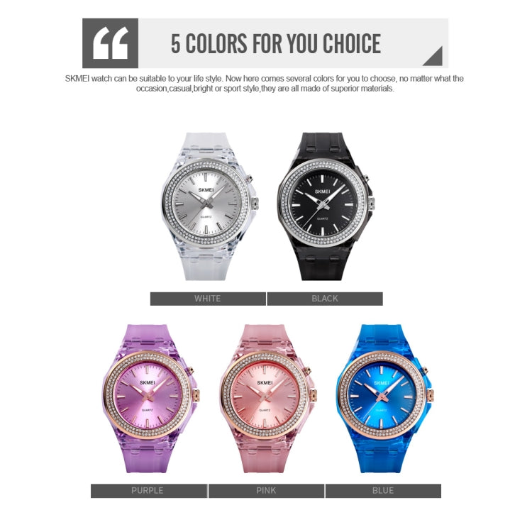 SkMEI 1553 Women LED Color Light Transparent Waterproof Watch Inlaid With Water Drill