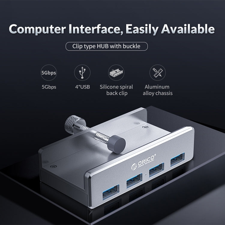 ORICO  MH4PU-P Aluminum Alloy 4 Port USB3.0 Clip-type HUB, MH4PU-P(Silver)