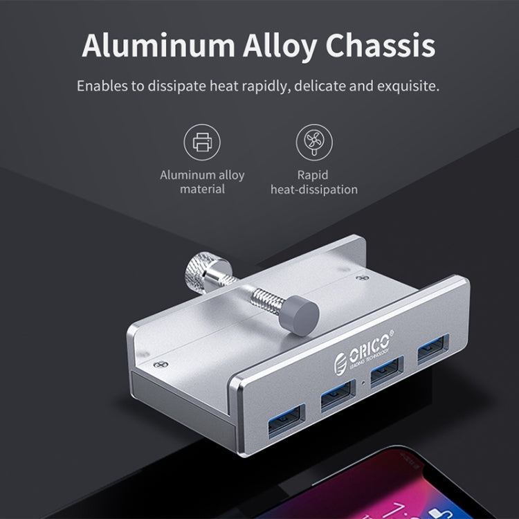 ORICO  MH4PU-P Aluminum Alloy 4 Port USB3.0 Clip-type HUB, MH4PU-P(Silver)