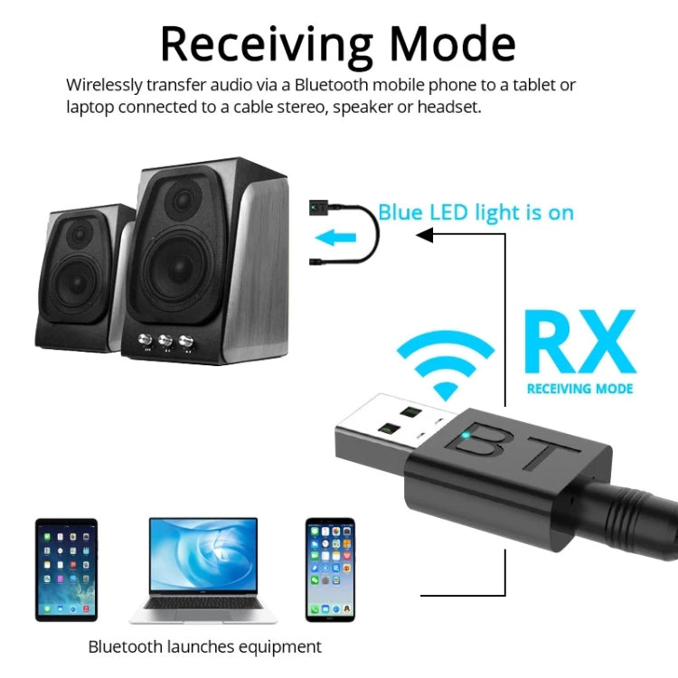 BT005 5.0 USB Bluetooth Receiver Speaker Amplifier AUX Audio I Car Wireless Stereo Bluetooth Stick Adapter