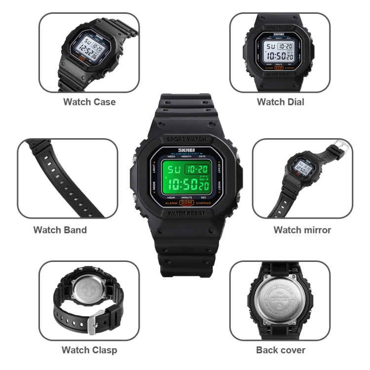 Skmei 1608 Multi-Function Student Electronic Watch Waterproof Timing Silicone Sports Watch
