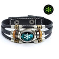 Men’s Luminous Genshin Impact Leather Bracelet – Adjustable Glow-in-the-Dark Gaming Wristband