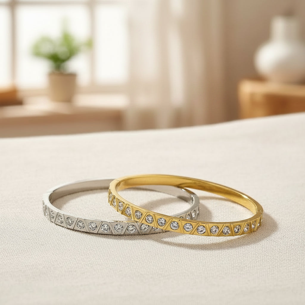 Rose Gold/Silver Butterfly Jade Bangle in Stainless Steel
