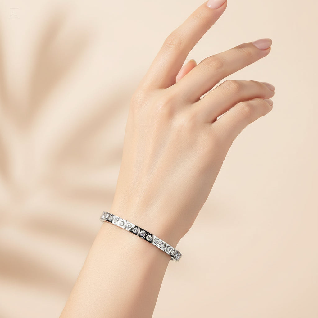 Rose Gold/Silver Butterfly Jade Bangle in Stainless Steel