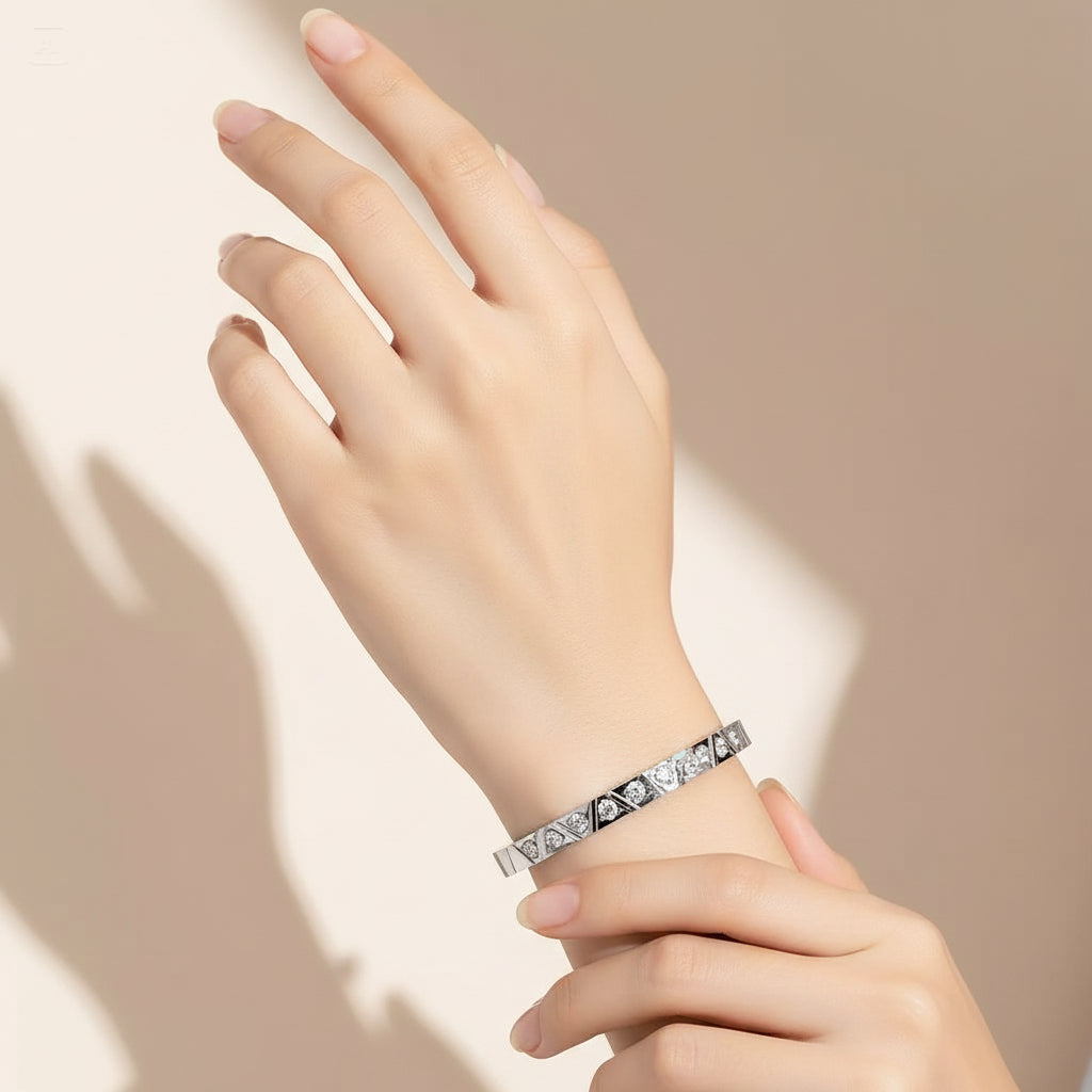 Rose Gold/Silver Butterfly Jade Bangle in Stainless Steel