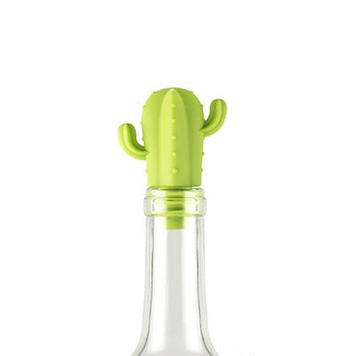 7 PCS Creative Cactus Silicone Wine Bottle Stopper + Wine Glass Marker Set, 7 in 1 Wine Bottle Stopper