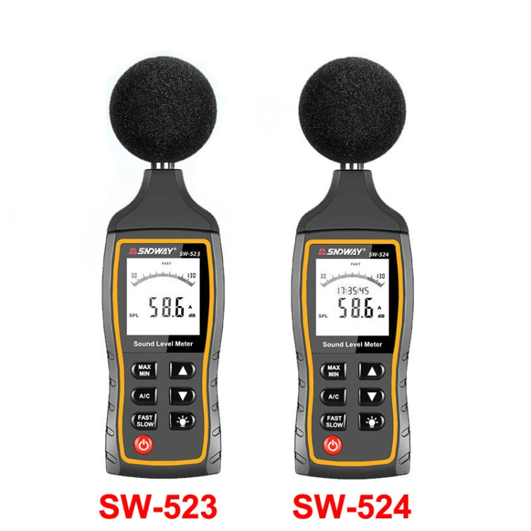 SNDWAY Handheldes hochpräzises Schallpegelmessgerät, SW523, SW524 (Datenspeicher + USB-Kommunikation)