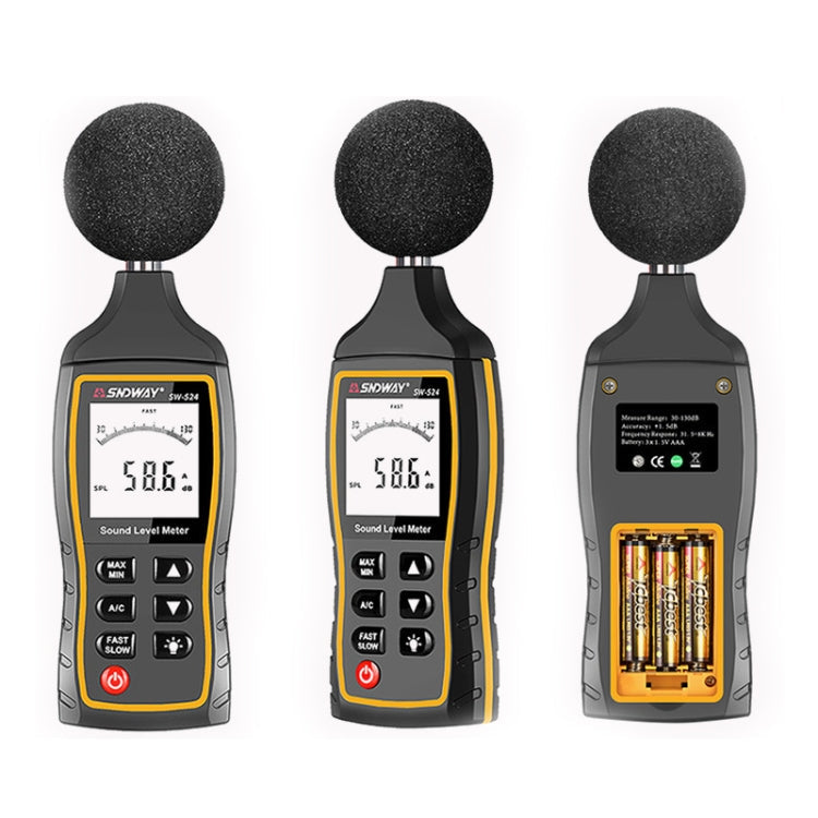 SNDWAY Handheldes hochpräzises Schallpegelmessgerät, SW523, SW524 (Datenspeicher + USB-Kommunikation)