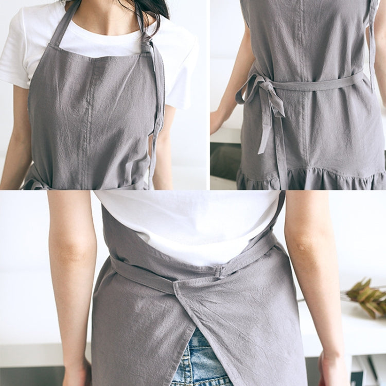Cotton Linen Fishtail Long Slim Fit Apron Florist Manicure Shop Overalls