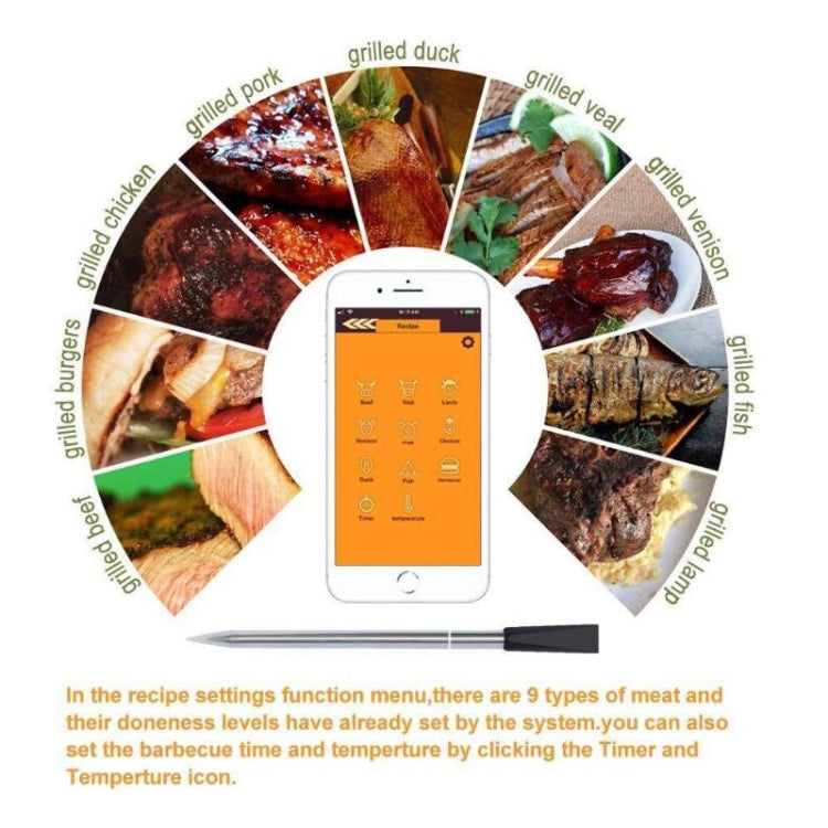 BBQ Kitchen Wireless Bluetooth Smart Food Oven Thermometer, Food Temperature Range: 0-100 degree