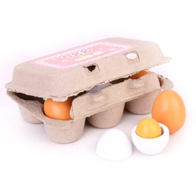 6 PCS Wooden Eggs Yolks Simulated Kitchen Food Cooking Toys Set Pretend Play For Children, 6 PCS Eggs