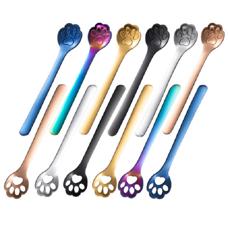 Stainless Steel Creative Cat Claw Coffee Spoon Dessert Cake Spoon, Cat Claw Spoon Gold, Hollow Cat Claw Spoon Gold, Cat Claw Spoon Rose Gold, Hollow Cat Claw Spoon Rose Gold, Cat Claw Spoon Black, Hollow Cat Claw Spoon Black, Cat Claw Spoon Colorful   ...