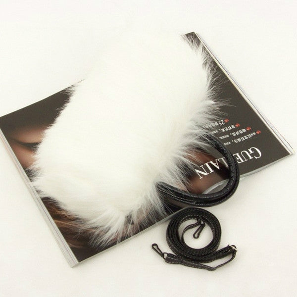 Fashion Lady PU Leather Synthetic Fur Handbag Shoulder Bag (Black)