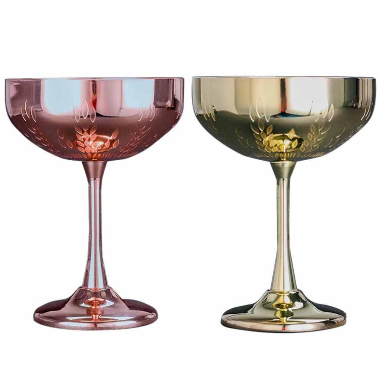 304 Stainless Steel Cup Ear Of Wheat Print Martini Goblet Wine Glass Drinkware