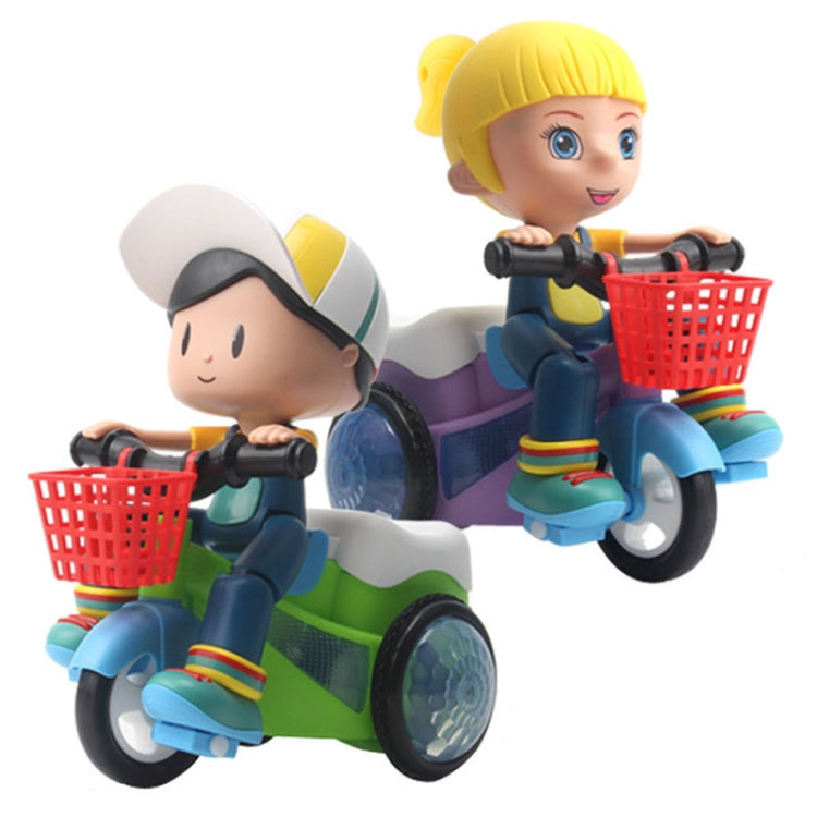 Electric Universal Stunt Tricycle Rotating Cartoon Toy Car with Light Music, Random Color Delivery, Boy, Girl