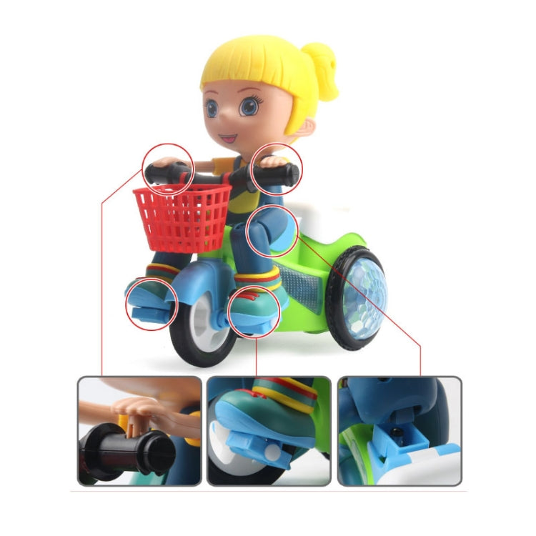 Electric Universal Stunt Tricycle Rotating Cartoon Toy Car with Light Music, Random Color Delivery, Boy, Girl