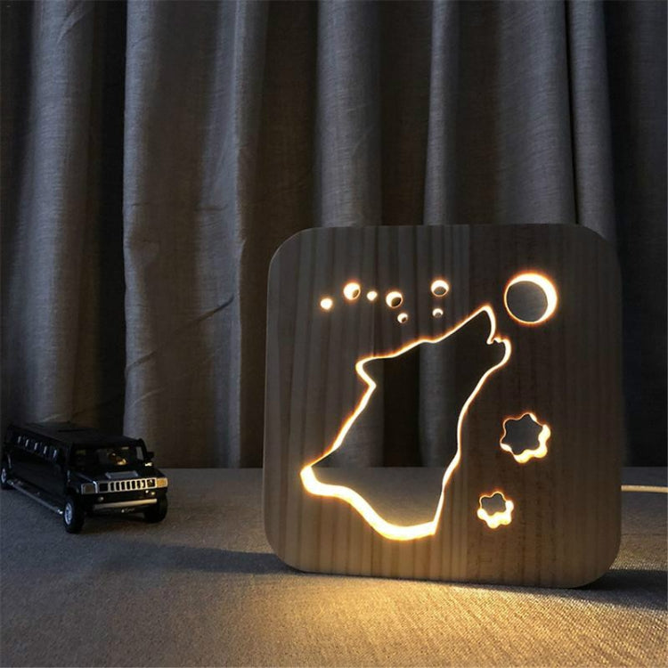 Creative Shape Wooden Night Lamp Bedroom Decoration Warm Light LED, Bones, Cat Paw, Dog, Wolve
