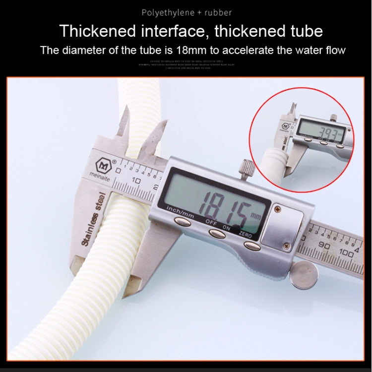 18mm Diameter Plastic Drain Pipe Water Outlet Extension Hose with Clamp for Semi-automatic Washing Machine / Air Conditioner, Size:1m Length