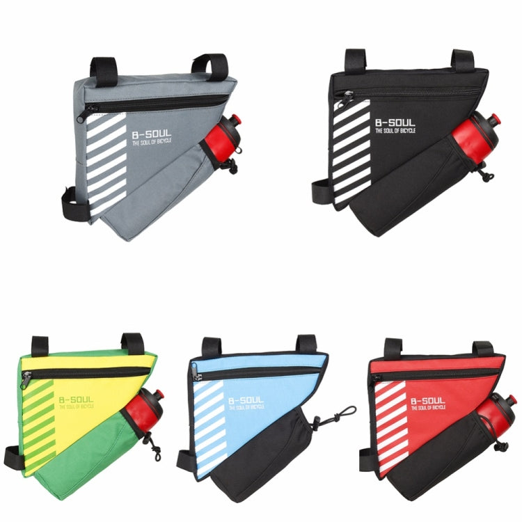 B-soul Bicycle Bags With Water Bottle Triangle Pouch Solid Cycling Front Tube Frame Bag Pocket, 20.5*18*5cm