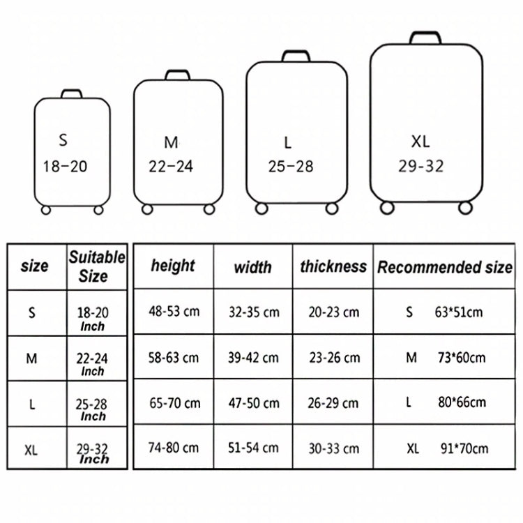 Travel Abrasion-resistant Elastic Luggage Protective Cover Suitcase Dust Covers, 18-21 inch, 22-24 inch, 25-28 inch, 29-32 inch