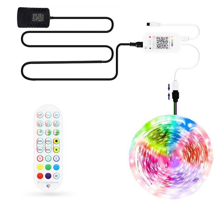 Bluetooth Suit Smart Music Sound Control Light Strip Non-waterproof 5050 RGB Colorful Atmosphere LED Light Strip With 24-Keys Remote Control, 20M 360 LEDs, 30M 540 LEDs
