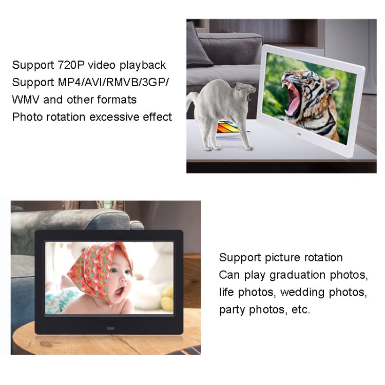 DPF-706 7-Zoll digitaler Bilderrahmen, LED-Werbedisplay zur Wandmontage, US-Stecker, EU-Stecker, UK-Stecker, AU-Stecker