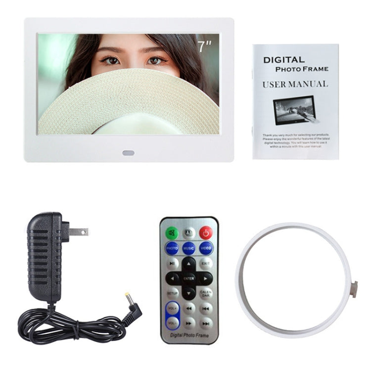 DPF-706 7-Zoll Digitaler Bilderrahmen LED Wandmontage Werbedisplay, Stecker:EU-Stecker(Schwarz)