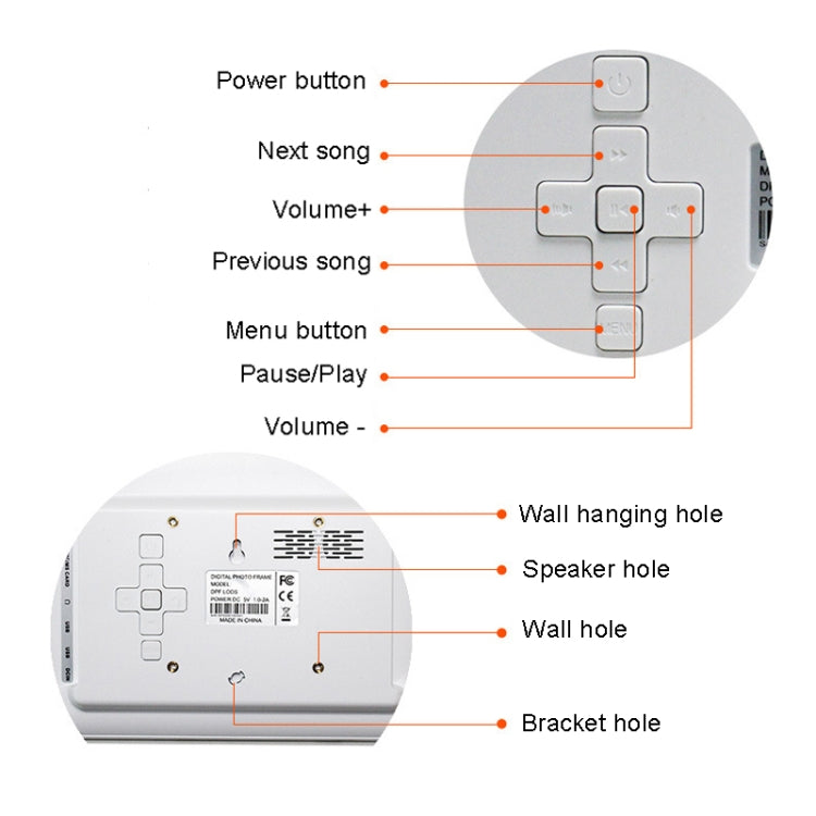 DPF-706 7-Zoll Digitaler Bilderrahmen LED Wandmontage Werbedisplay, Stecker:EU-Stecker(Schwarz)