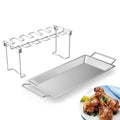 Stainless Steel Chicken Wing Leg Barbecue Rack with Drip Pan, Barbecue Rack