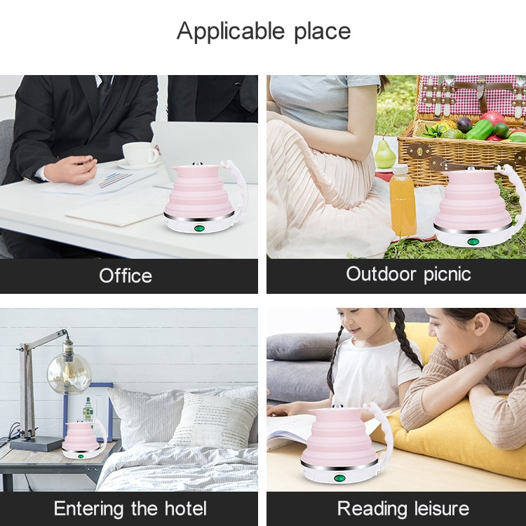 Portable Folding Silicone Intelligent Constant Temperature Travel Camping Electric Kettle, US Plug, EU Plug