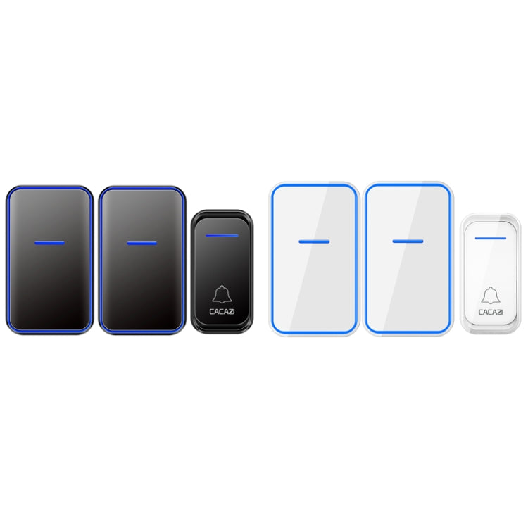 CACAZI A68-2 One to Two Wireless Remote Control Electronic Doorbell Home Smart Digital Wireless Doorbell, Style:UK Plug(White)