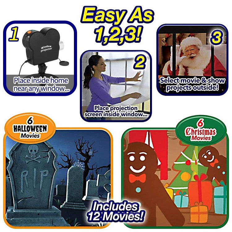 Christmas & Halloween Laser Window Projector – Mini Home Theater Projector