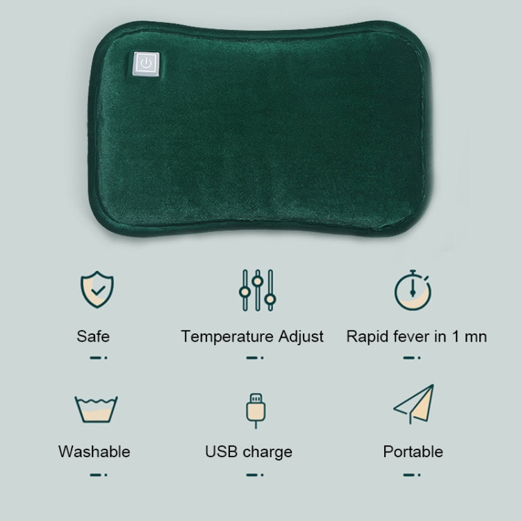 Wasserlose Graphen-Wärmflasche, wiederaufladbarer Handwärmer, Ausführung: Handschuh-Version, 3 Heizstufen (Tintengrün)