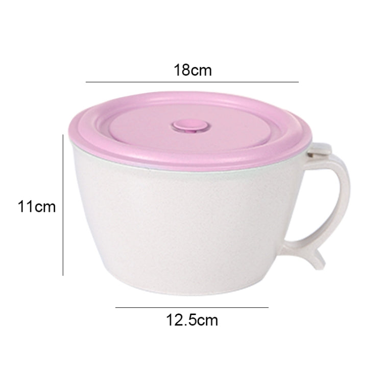 Wheat Fiber Instant Noodle Bowl Creative and Convenient Sealed Lunch Box with Mobile Phone Holder, Pink, Blue, Green
