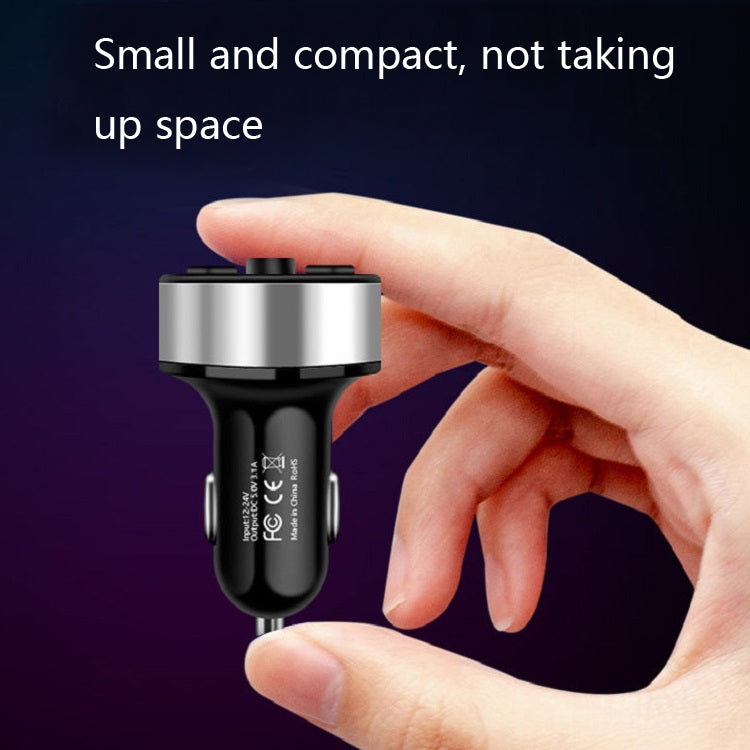 Halo Car MP3 Bluetooth Player Car Charger Car FM Transmitter 3.1A Car Charger(Snow Silver)