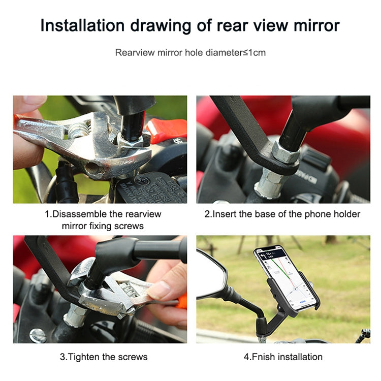 Bicycle Mobile Phone Holder Motorcycle Electric Car Navigation Mobile Phone Holder, Handlebars, Rearview Mirrors