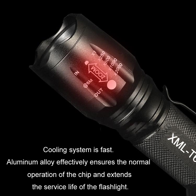 T02 Mini-Taschenlampe mit Stiftclip, T6 Teleskop-Zoom LED-Taschenlampe, wasserdichte Outdoor-Taschenlampe mit hoher Leuchtkraft und großer Reichweite