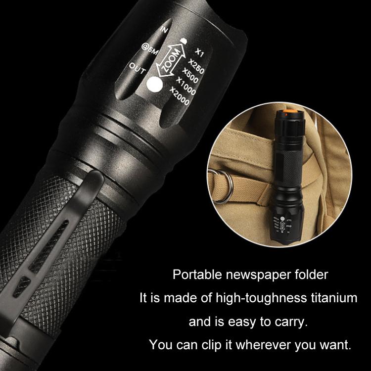 T02 Mini-Taschenlampe mit Stiftclip, T6 Teleskop-Zoom LED-Taschenlampe, wasserdichte Outdoor-Taschenlampe mit hoher Leuchtkraft und großer Reichweite