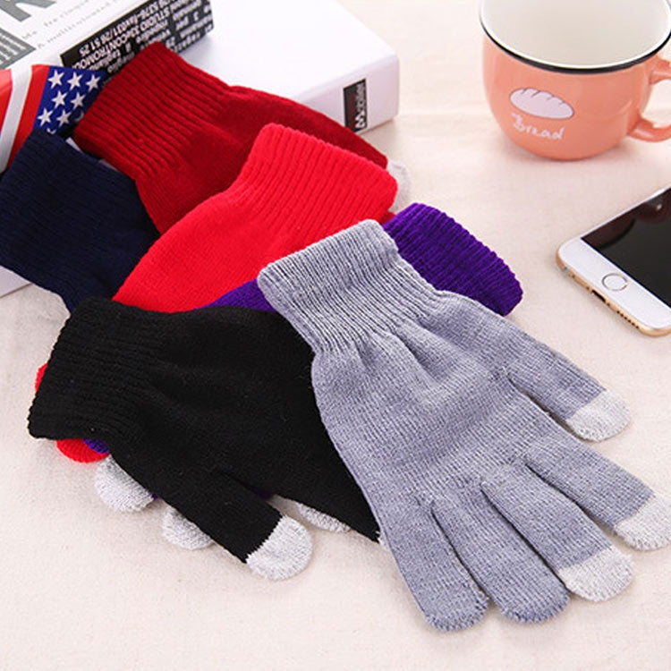 Winter Touch Screen Gloves Women Men Warm Stretch Knit Mittens Wool Thicken Full Finger Gloves, White, Grey, Black, Yellow, Navy Blue, Kids White, Kids Black, A-Navy Blue, A-Black, A-White, A-Grey, B-Grey, B-Blue, C-Yellow, C-Blue, C-Purple  ...
