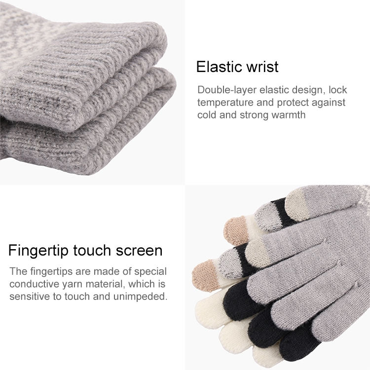 Winter Touch Screen Gloves Women Men Warm Stretch Knit Mittens Wool Thicken Full Finger Gloves, White, Grey, Black, Yellow, Navy Blue, Kids White, Kids Black, A-Navy Blue, A-Black, A-White, A-Grey, B-Grey, B-Blue, C-Yellow, C-Blue, C-Purple  ...